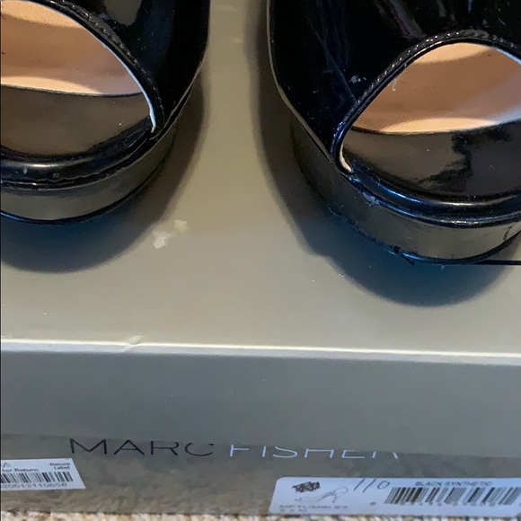 Marc Fisher Black Patent Platform Open Toe Heels - Picture 5 of 5